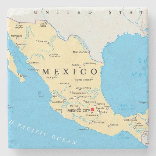Mexico Political Map Stone Coaster (Front)