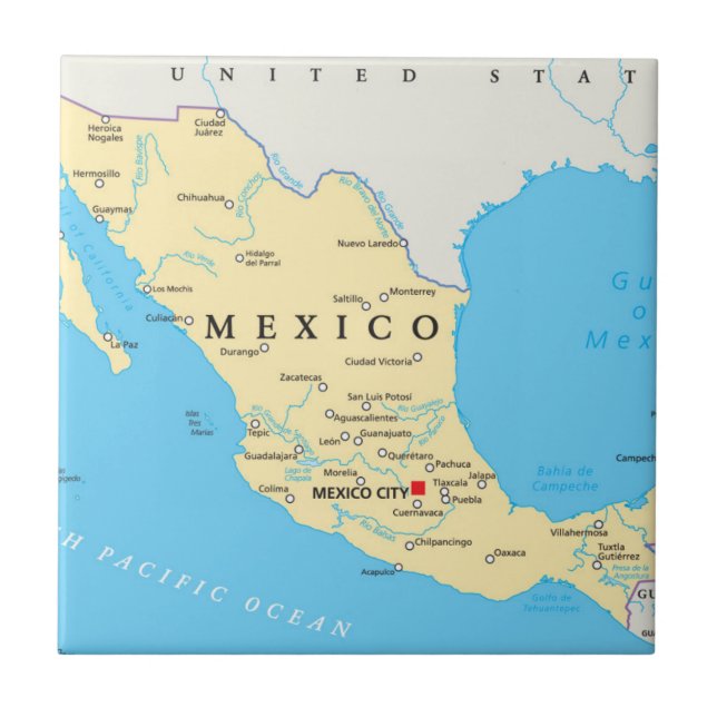 Mexico Political Map Tile (Front)