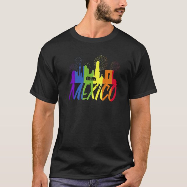 Mexico Pride Skyline Pride Parade Mexico T-Shirt (Front)