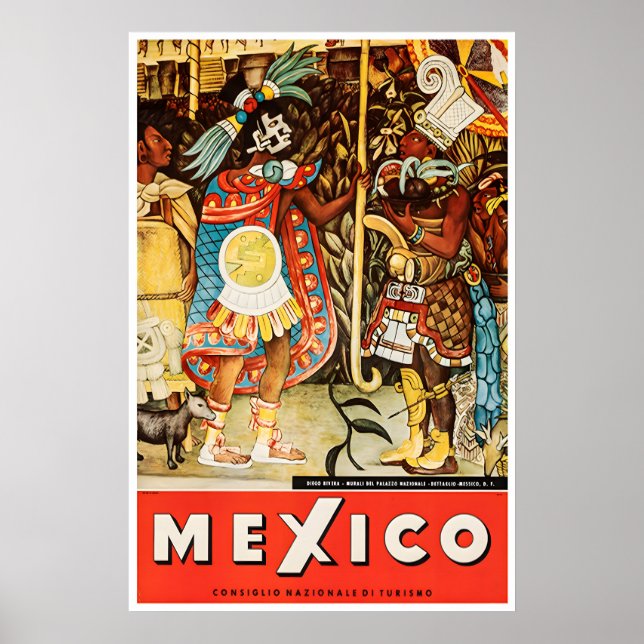 Mexico Print Travel Poster Mexican Art Mural Sign (Front)