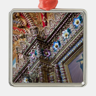 Mexico, Queretaro. Detail inside ornate Catholic Metal Tree Decoration