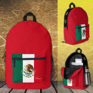 Mexico, Red backpack, Mexican Flag / patriotic Printed Backpack