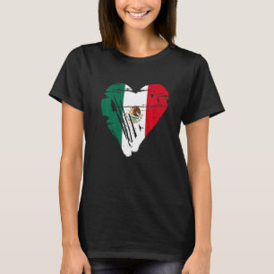 Mexico Retro Heart Shape Flag T-Shirt