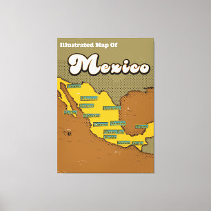 Mexico retro map canvas print