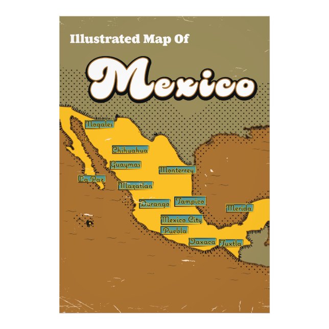 Mexico retro map photo print (Front)
