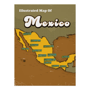 Mexico retro map poster