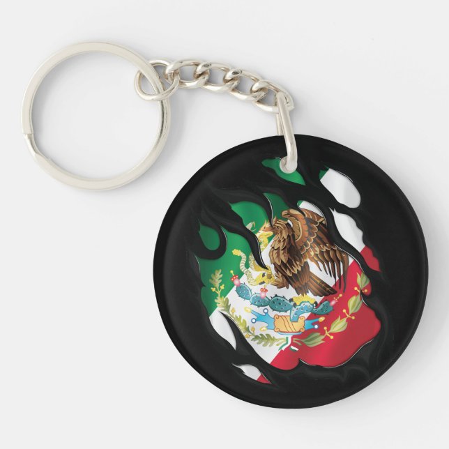 Mexico Ripped Flag Key Ring (Front)