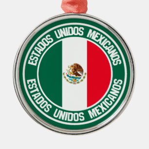 Mexico Round Emblem Metal Tree Decoration