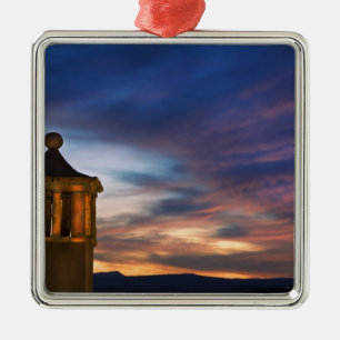 Mexico, San Miguel de Allende. Sunset over Metal Tree Decoration