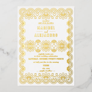 Mexico Scalloped Papel Picado Floral White Wedding
