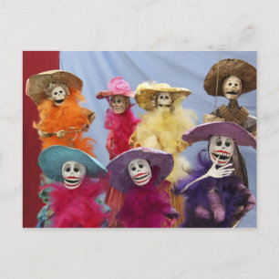 Mexico. Skeletal Catrinas, figures celebrating Postcard