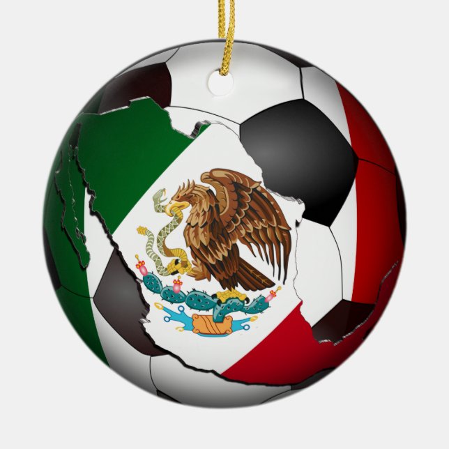 Mexico Soccer Ball Ceramic Tree Decoration (Front)