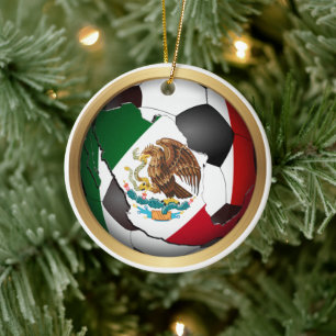Mexico Soccer Ball Sports Ceramic Tree Decoration
