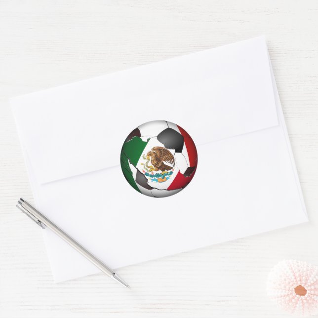 Mexico Soccer Ball Sports Classic Round Sticker (Envelope)