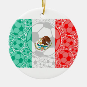 Mexico soccer balls ceramic tree decoration