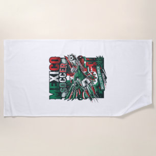 Mexico Soccer Skeleton Striker Nations Premium Spo Beach Towel