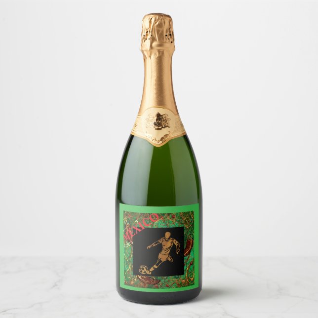 MEXICO  SOCCER  SPARKLING WINE LABEL (Front)