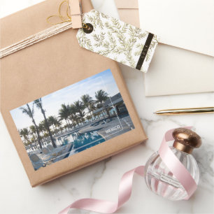 Mexico Sunrise at the Pool Rectangular Sticker