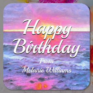 Mexico Sunset Birthday 0909 Square Sticker