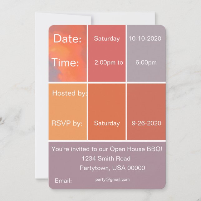 Mexico Sunset Colours Invitation (Front)