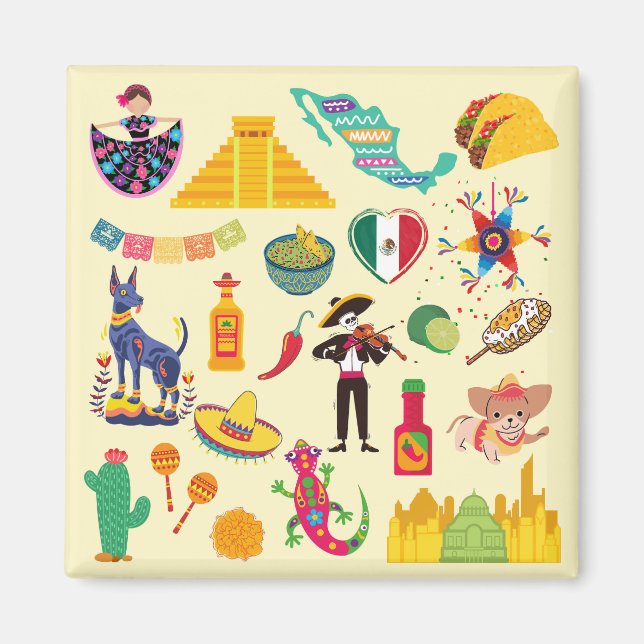  Mexico Symbols Magnet (Front)