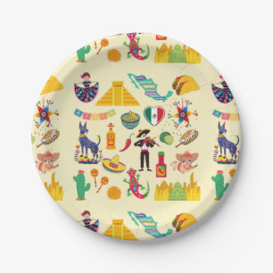 Mexico Symbols Paper Plate