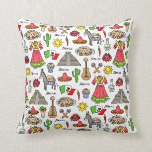 Mexico   Symbols Pattern Cushion