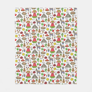 Mexico   Symbols Pattern Fleece Blanket