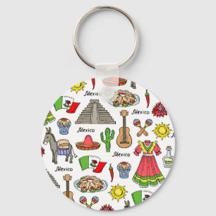 Mexico Symbols Pattern Key Ring