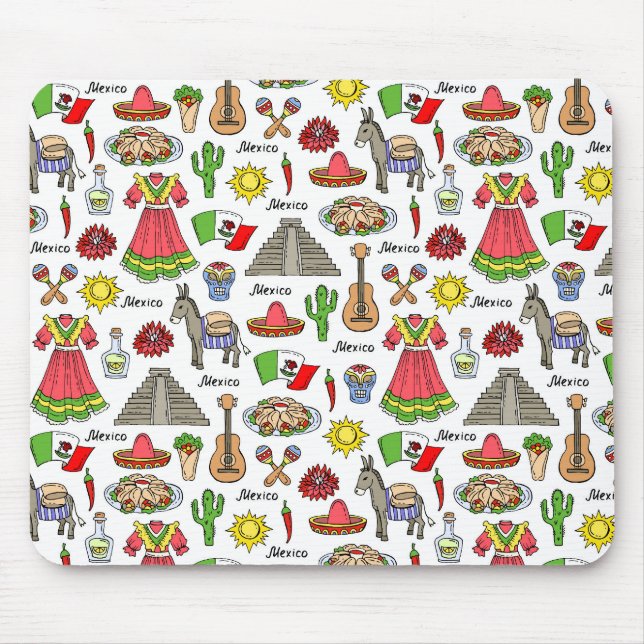 Mexico | Symbols Pattern Mouse Mat (Front)