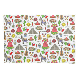 Mexico Symbols Pattern Pillowcase