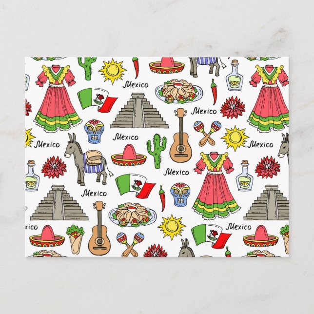 Mexico | Symbols Pattern Postcard (Front)