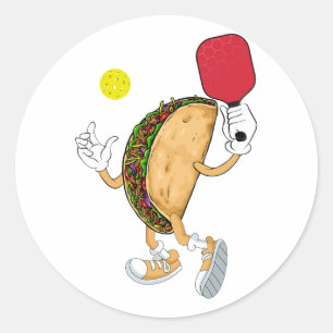 Mexico Taco Pickleball Player Sports Lover Cinco D Classic Round Sticker