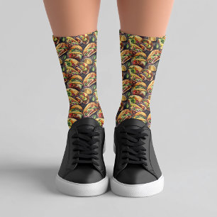 Mexico Taco Watercolor Art Socks