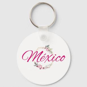 Mexico Travel Destination Bridesmaid Pink Floral  Key Ring