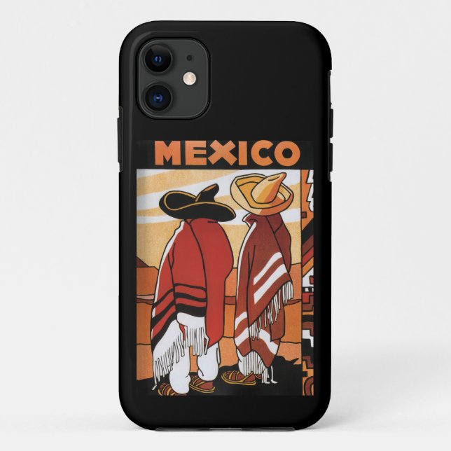 Mexico ~ Travel Poster Mexicans Zarapes Case-Mate iPhone Case (Back)