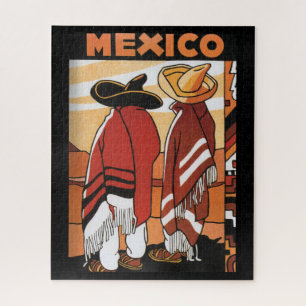 Mexico ~ Travel Poster Mexicans Zarapes Jigsaw Puzzle
