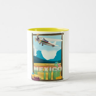 Mexico Travel poster print. Two-Tone Coffee Mug