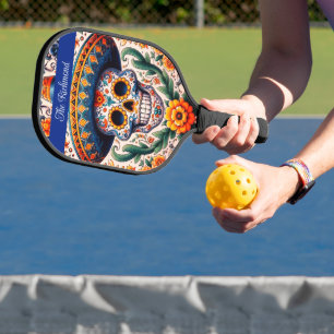 Mexico   Travel Vintage Retro Sugar Skull Custom Pickleball Paddle