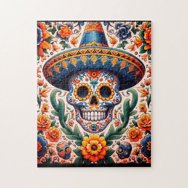 Mexico | Travel Vintage Retro Sugar Skull Jigsaw Puzzle (Vertical)