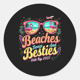 Mexico Trip Beaches Booze Besties Girls Trip Beach Classic Round Sticker