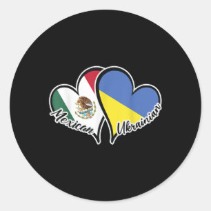 Mexico Ukraine Flag Heart Half Mexican Half Classic Round Sticker