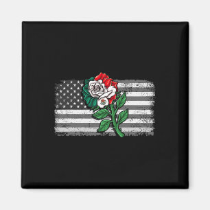 Mexico Us Flag Mexican Flag American Flag Rose 4 Magnet