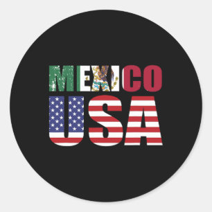 Mexico Us Flag Patriot Mexican Flag American Flag Classic Round Sticker