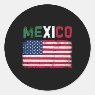 Mexico Us Flag Patriot Mexican Flag American Flag  Classic Round Sticker