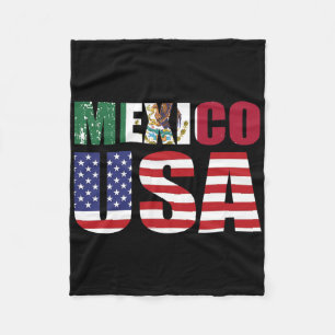 Mexico Us Flag Patriot Mexican Flag American Flag  Fleece Blanket