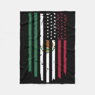 Mexico Us Flag Patriot Mexican Flag American Flag Fleece Blanket