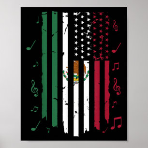Mexico Us Flag Patriot Mexican Flag American Flag  Poster