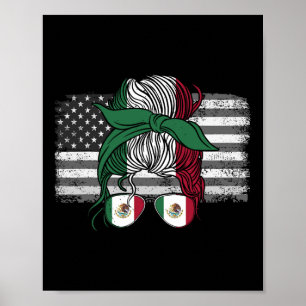 Mexico Us Flag Patriot Mexican Flag American Flag Poster