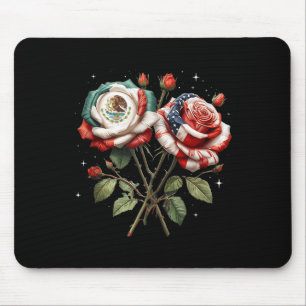 Mexico Usa Flag Mexican Flag American Flag Rose Fl Mouse Mat
